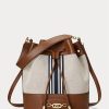 Lauren Tan/ Navy Stripe Women’s Ralph Lauren Canvas Large Andie Handbag