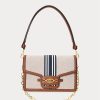 Lauren Tan /Navy Women’s Ralph Lauren Striped Canvas Medium Handbag Lauren Tan /Navy Women’s Ralph Lauren Striped Canvas Medium Handbag