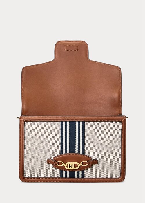Lauren Tan /Navy Women’s Ralph Lauren Striped Canvas Medium Handbag Lauren Tan /Navy Women’s Ralph Lauren Striped Canvas Medium Handbag