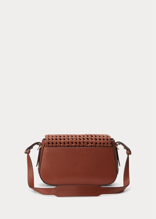 Lauren Tan Women’s Ralph Lauren Woven Leather Small Maddy Shoulder Bags Lauren Tan Women’s Ralph Lauren Woven Leather Small Maddy Shoulder Bags
