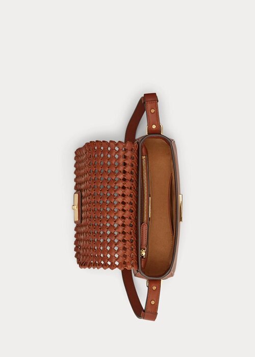 Lauren Tan Women’s Ralph Lauren Woven Leather Small Maddy Shoulder Bags Lauren Tan Women’s Ralph Lauren Woven Leather Small Maddy Shoulder Bags