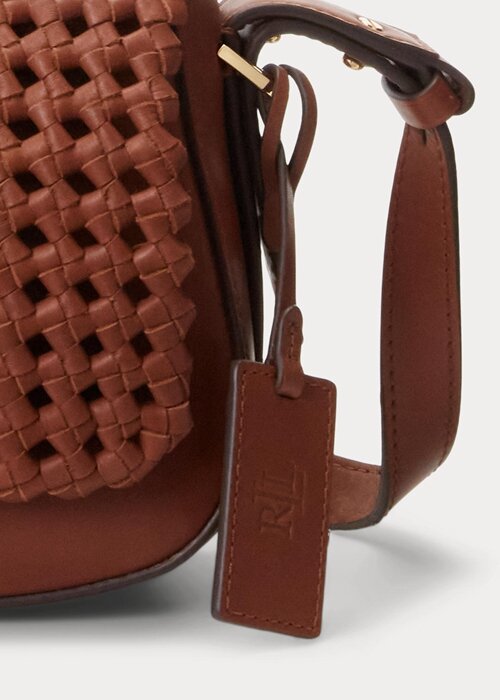 Lauren Tan Women’s Ralph Lauren Woven Leather Small Maddy Shoulder Bags Lauren Tan Women’s Ralph Lauren Woven Leather Small Maddy Shoulder Bags