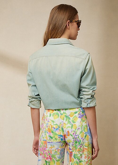 Light Blue Women’s Ralph Lauren Tamia Cotton Denim Shirts Light Blue Women’s Ralph Lauren Tamia Cotton Denim Shirts