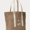 Madison Tan Women’s Ralph Lauren Canvas Medium Polo Bear Tote Bags