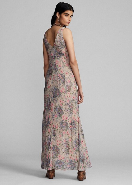 Multicolor / Brown Women’s Ralph Lauren Floral Crinkled Silk Chiffon Dress Multicolor / Brown Women’s Ralph Lauren Floral Crinkled Silk Chiffon Dress