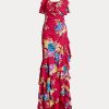 Multicolor Women’s Ralph Lauren Floral Georgette Tiered Gown Dress