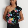Multicolor Women’s Ralph Lauren Floral Jersey One-Shoulder Tops