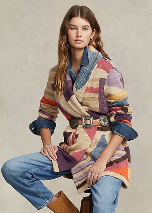 Multicolor Women’s Ralph Lauren Geo-Motif Shawl Linen-Blend Sweaters Multicolor Women’s Ralph Lauren Geo-Motif Shawl Linen-Blend Sweaters
