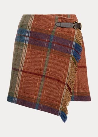 Multicolor Women’s Ralph Lauren Plaid Fringe-and-Leather-Trim Wrap Skirts Multicolor Women’s Ralph Lauren Plaid Fringe-and-Leather-Trim Wrap Skirts
