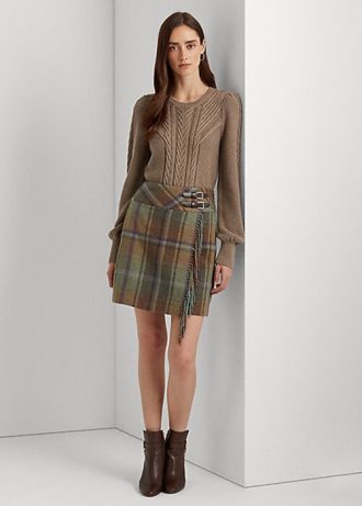 Multicolor Women’s Ralph Lauren Plaid Fringe-Trim Tweed Skirts Multicolor Women’s Ralph Lauren Plaid Fringe-Trim Tweed Skirts
