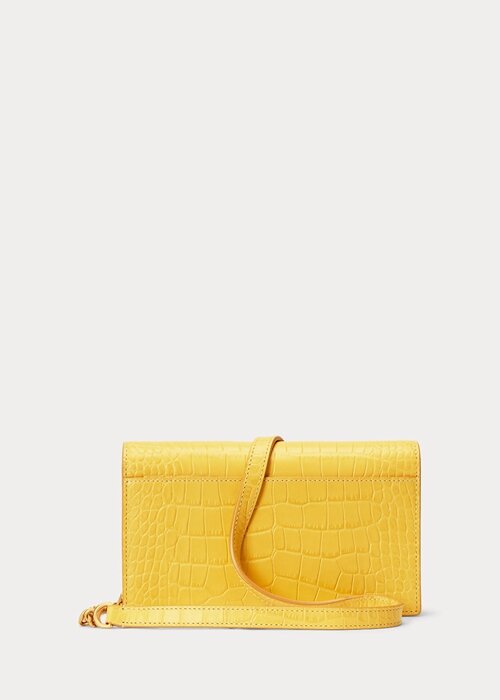 Mustard Women’s Ralph Lauren Polo ID Croc-Embossed Chain Wallets Mustard Women’s Ralph Lauren Polo ID Croc-Embossed Chain Wallets