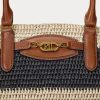 Natural/Black/Lauren Tan Women’s Ralph Lauren Striped Straw Medium Daphney Tote Bags