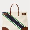 Natural/Graphic Stripe Women’s Ralph Lauren Print Canvas Large Devyn Tote Bags