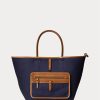 Natural/Navy Women’s Ralph Lauren Reversible Canvas Medium Bellport Tote Bags