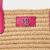 Natural/Sport Pink Women’s Ralph Lauren Leather-Trim Straw Large Brie Tote Bags Natural/Sport Pink Women’s Ralph Lauren Leather-Trim Straw Large Brie Tote Bags