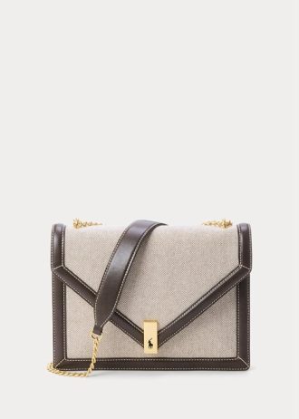 Natural/Tobacco Women’s Ralph Lauren Polo ID Canvas Envelope Chain Crossbody Bags Natural/Tobacco Women’s Ralph Lauren Polo ID Canvas Envelope Chain Crossbody Bags