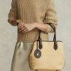 Natural Women’s Ralph Lauren Leather-Trim Straw Medium Bellport Tote Bags