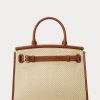 Natural Women’s Ralph Lauren Raffia & Calfskin Medium RL50 Handbag