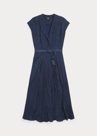 Navy / Cream Women’s Ralph Lauren Polka-Dot Silk Georgette Dress Navy / Cream Women’s Ralph Lauren Polka-Dot Silk Georgette Dress
