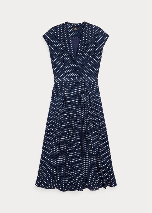 Navy / Cream Women’s Ralph Lauren Polka-Dot Silk Georgette Dress Navy / Cream Women’s Ralph Lauren Polka-Dot Silk Georgette Dress