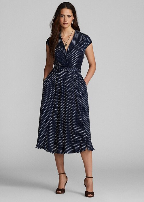 Navy / Cream Women’s Ralph Lauren Polka-Dot Silk Georgette Dress Navy / Cream Women’s Ralph Lauren Polka-Dot Silk Georgette Dress