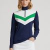 Navy / Green Women’s Ralph Lauren Chevron-Stripe Quarter-Zip Sweatshirts Navy / Green Women’s Ralph Lauren Chevron-Stripe Quarter-Zip Sweatshirts