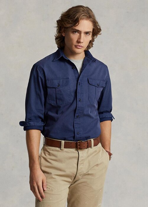 Navy Men’s Ralph Lauren Classic Fit Chino Work Shirts Navy Men’s Ralph Lauren Classic Fit Chino Work Shirts