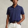 Navy Men’s Ralph Lauren Classic Fit Mesh Pocket Polo Shirts