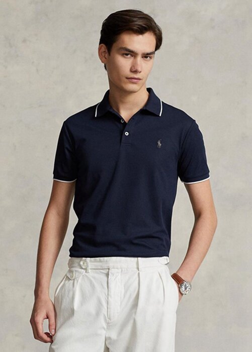 Navy Men’s Ralph Lauren Custom Slim Fit Birdseye Polo Shirts Navy Men’s Ralph Lauren Custom Slim Fit Birdseye Polo Shirts