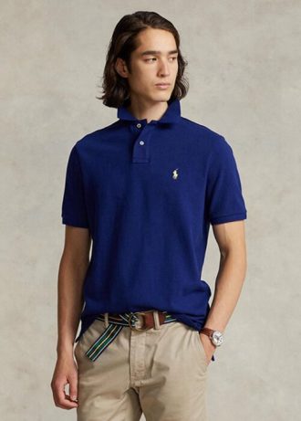 Navy Men’s Ralph Lauren Custom Slim Fit Mesh Polo Shirts