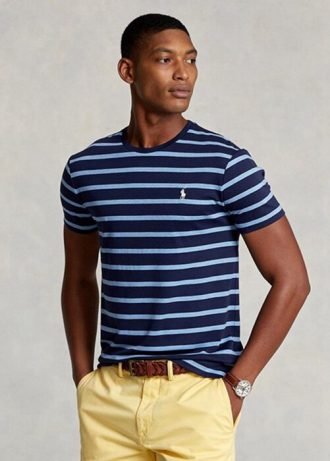 Navy Men’s Ralph Lauren Custom Slim Striped Soft Cotton T Shirts