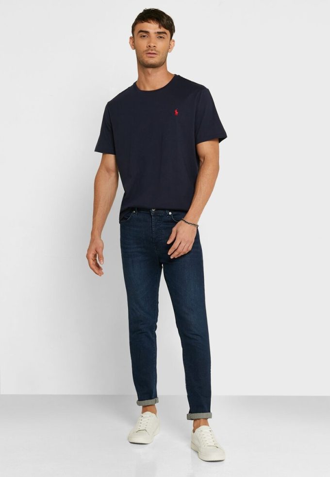 Navy Men’s Ralph Lauren Embroidered Logo Crew Neck T Shirts