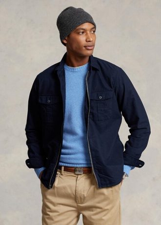 Navy Men’s Ralph Lauren Garment-Dyed Oxford Overshirt Jackets
