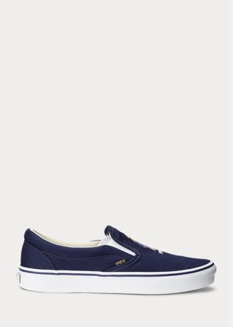 Navy Men’s Ralph Lauren Keaton Polo Bear Slip-On Sneakers