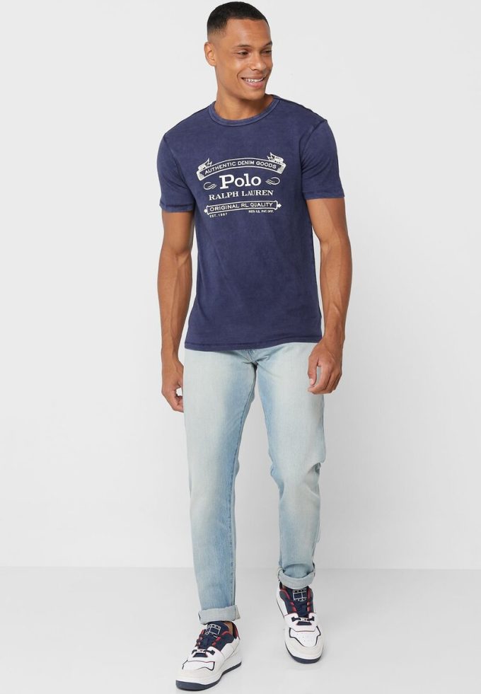 Navy Men’s Ralph Lauren Logo Crew Neck T Shirts