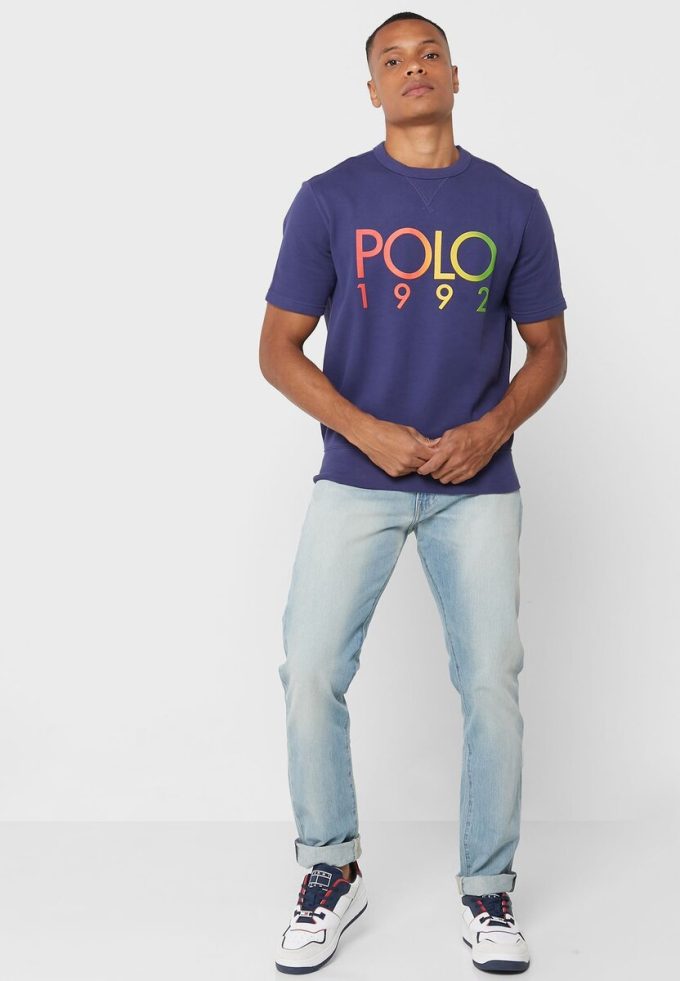 Navy Men’s Ralph Lauren Logo Crew Neck T Shirts