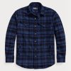 Navy Men’s Ralph Lauren Plaid Wool-blend Overshirt  Shirts