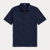 Navy Men’s Ralph Lauren Stretch Mesh Zip Polo Shirts
