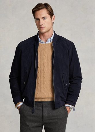 Navy Men’s Ralph Lauren Suede Bomber   Jackets