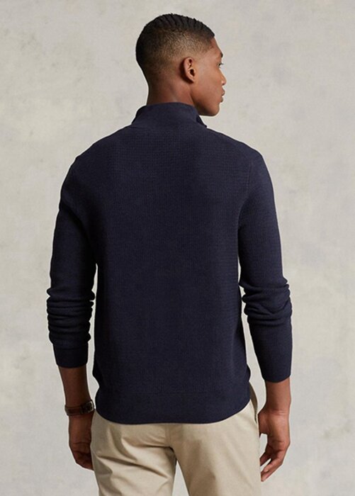 Navy Men’s Ralph Lauren Textured Cotton Quarter-zip Jumper Sweaters Navy Men’s Ralph Lauren Textured Cotton Quarter-zip Jumper Sweaters