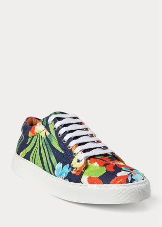 Navy Multicolor Men’s Ralph Lauren Severn Floral Linen Sneakers