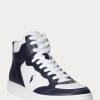 Navy / White Men’s Ralph Lauren Court Leather High-Top Sneakers