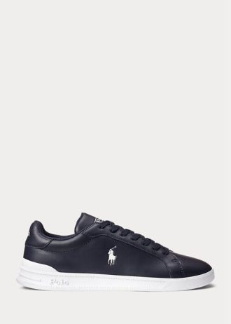 Navy / White Men’s Ralph Lauren Heritage Court II Leather Sneakers