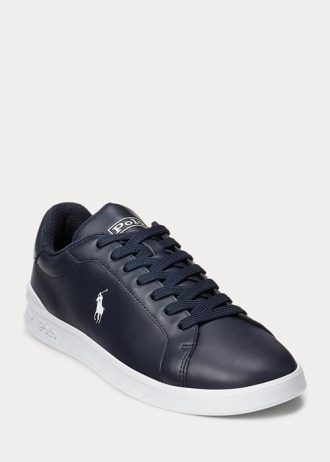 Navy / White Men’s Ralph Lauren Heritage Court II Leather Sneakers