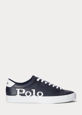 Navy / White Men’s Ralph Lauren Longwood Logo Leather Sneakers
