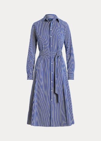 Navy / White Women’s Ralph Lauren Belted Striped Dress