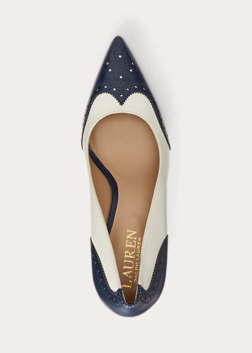 Navy / White Women’s Ralph Lauren Lynden Nappa & Burnished Leather Heels Navy / White Women’s Ralph Lauren Lynden Nappa & Burnished Leather Heels