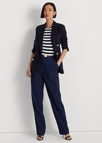 Navy / White Women’s Ralph Lauren Pinstripe Twill Straight Pants