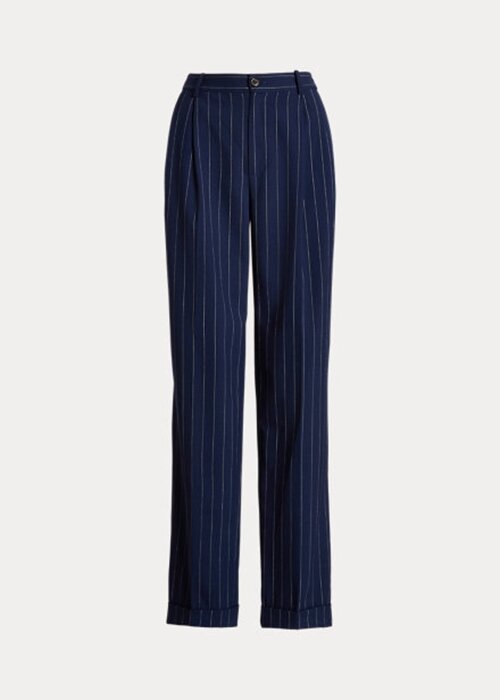 Navy / White Women’s Ralph Lauren Pinstripe Twill Straight Pants Navy / White Women’s Ralph Lauren Pinstripe Twill Straight Pants