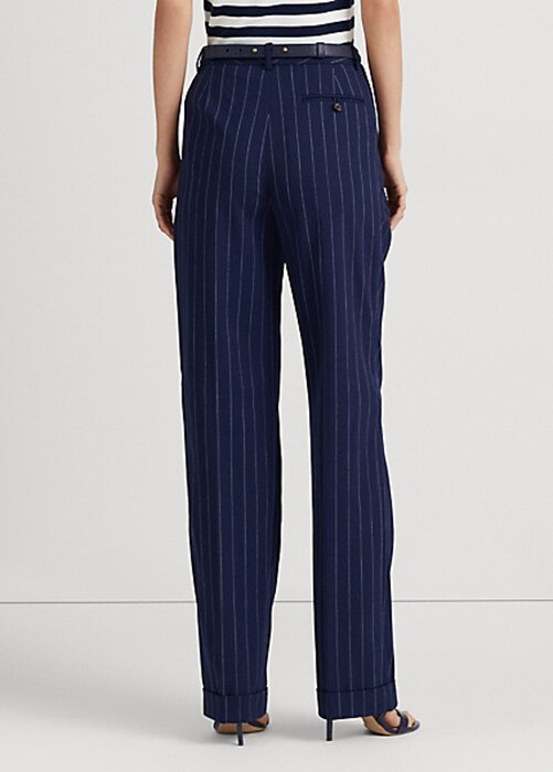 Navy / White Women’s Ralph Lauren Pinstripe Twill Straight Pants Navy / White Women’s Ralph Lauren Pinstripe Twill Straight Pants